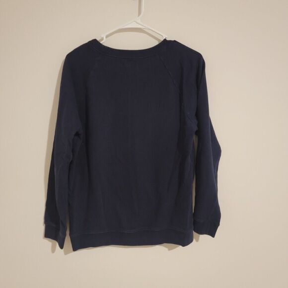 Madewell Sweater Size Large L Navy Blue Floral Cut Out Pullover - Picture 3 of 7